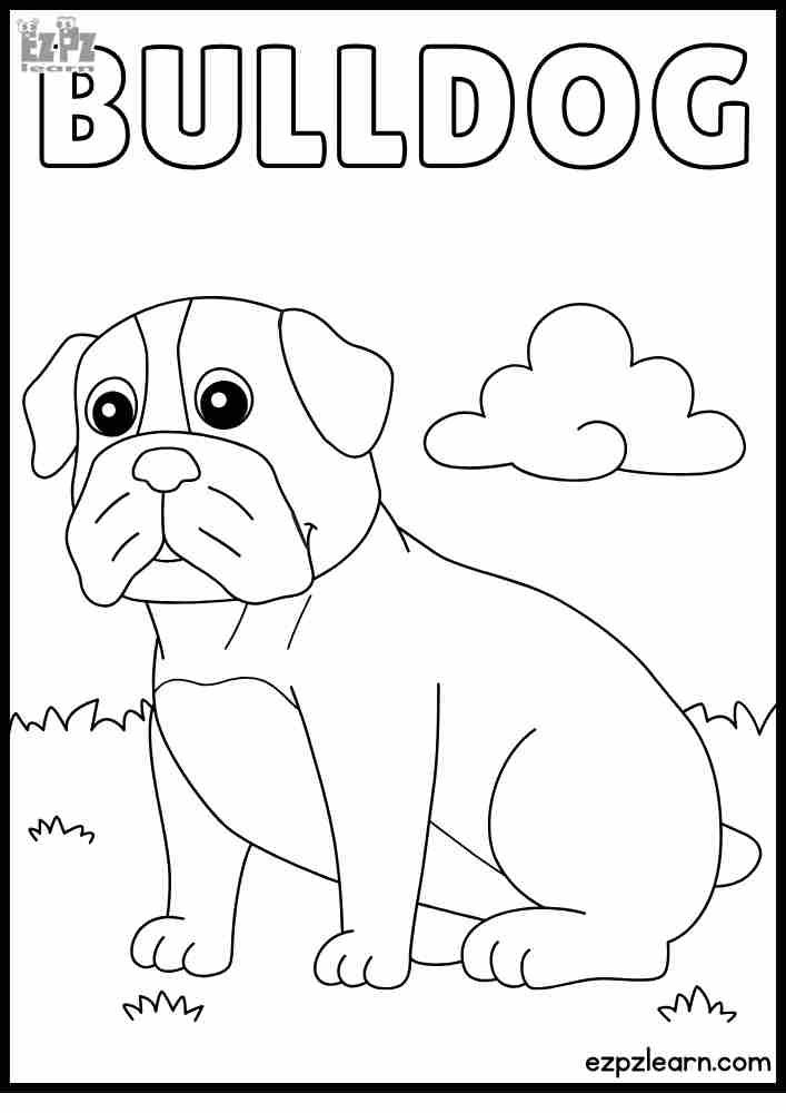 Cute Bulldog coloring page for kids! Color online or print a free PDF ...